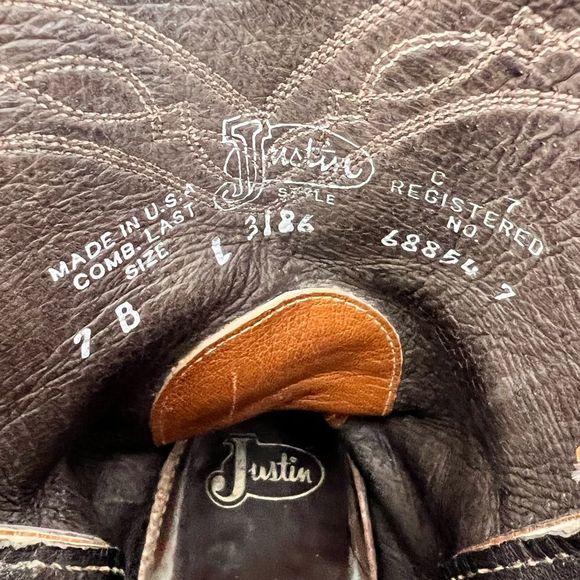 Justin 3186 Men's Exotic Roper Boot with Cognac Full Quill Ostrich & a Roper Toe - Picture 6 of 11